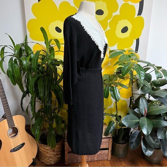 Vintage 2 Piece 80s Handmade Dark Academia Goth Moody Wednesday Skirt Sweater - Picture 3 of 7